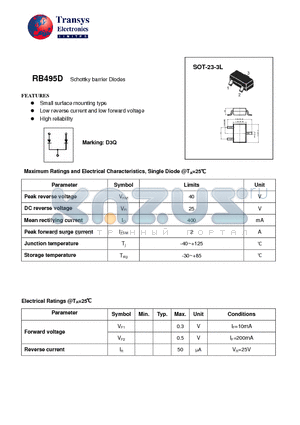 RB495D datasheet - Schottky barrier Diodes