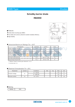 RB495D datasheet - Schottky barrier diode