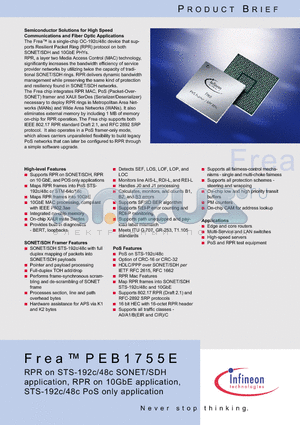 PEB1755 datasheet - Semiconductor Solutions for High Speed Communication and Fiber Optic Applications