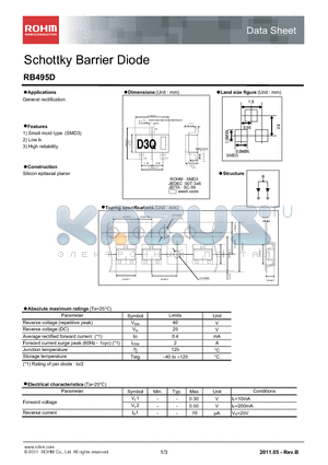 RB495D datasheet - Schottky Barrier Diode