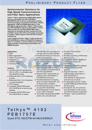 PEB1757E datasheet - Semiconductor Solutions for High Speed Communication and Fiber Optic Applications