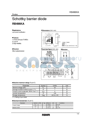 RB496KA datasheet - Schottky barrier diode