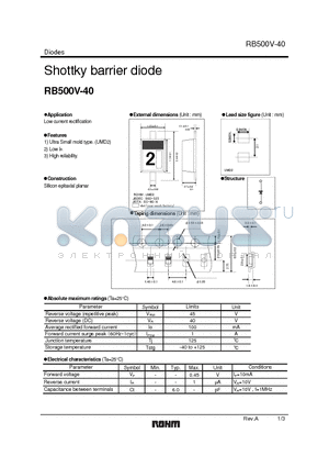 RB500V-40 datasheet - Shottky barrier diode