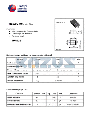 RB500V-40 datasheet - Schottky Diode