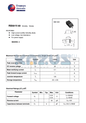 RB501V-40 datasheet - Schottky Diodes