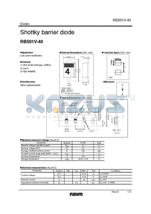 RB501V-40 datasheet - Shottky barrier diode