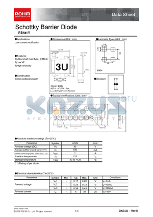 RB481Y datasheet - Schottky Barrier Diode