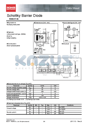 RB481Y-40 datasheet - Schottky Barrier Diode