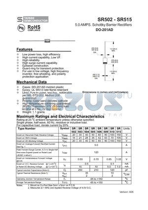 SR509 datasheet - 5.0 AMPS. Schottky Barrier Rectifiers