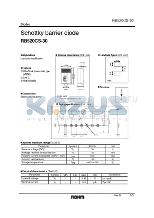 RB520CS-30 datasheet - Schottky barrier diode