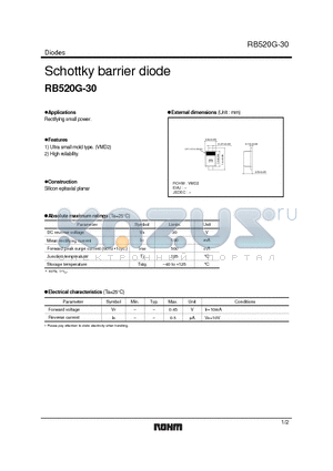 RB520G-30 datasheet - Schottky barrier diode