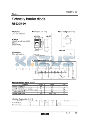 RB520G-30 datasheet - Schottky barrier diode