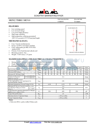 SR510 datasheet - SCHOTTKY BARRIER RECTIFIER
