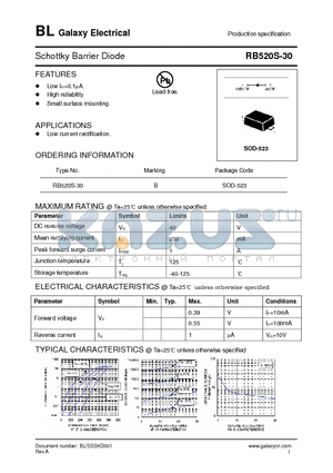 RB520S-30 datasheet - Schottky Barrier Diode