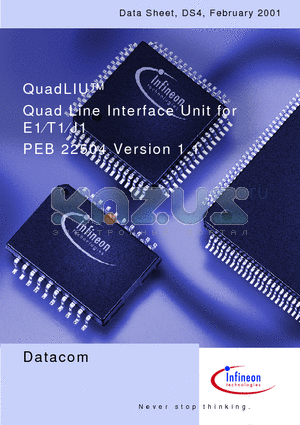 PEB22504 datasheet - Quad Line Interface Unit for E1⁄T1⁄J1 QuadLIU