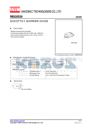 RB520S30-CC2-R datasheet - SCHOTTKY BARRIER DIODE