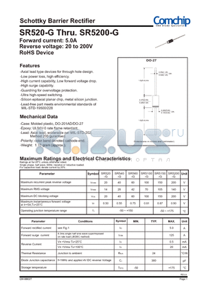 SR5150-G datasheet - Schottky Barrier Rectifier