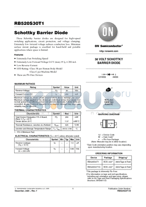RB520S30T1 datasheet - Schottky Barrier Diode