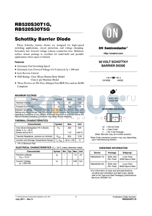 RB520S30T1G datasheet - Schottky Barrier Diode