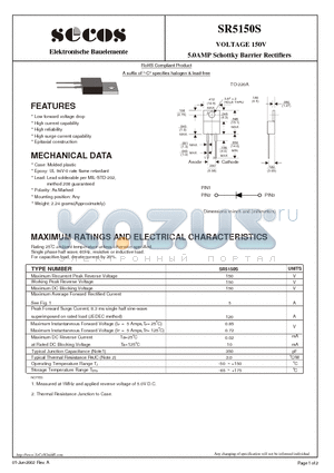 SR5150S datasheet - 5.0AMP Schottky Barrier Rectifiers