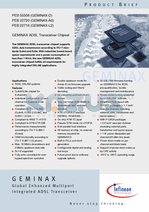 PEB22716 datasheet - GEMINAX ADSL Transceiver Chipset