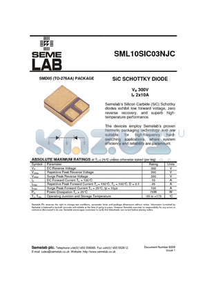 SML10SIC03NJC datasheet - SiC SCHOTTKY DIODE