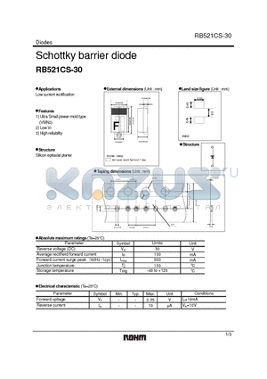RB521CS-30 datasheet - Schottky barrier diode