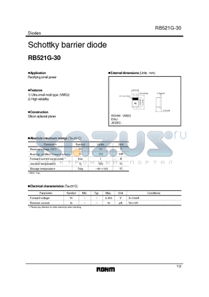 RB521G-30 datasheet - Schottky barrier diode