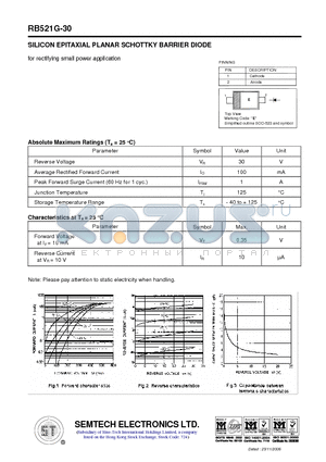RB521G-30 datasheet - SILICON EPITAXIAL PLANAR SCHOTTKY BARRIER DIODE