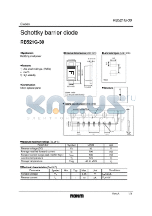 RB521G-30 datasheet - Schottky barrier diode