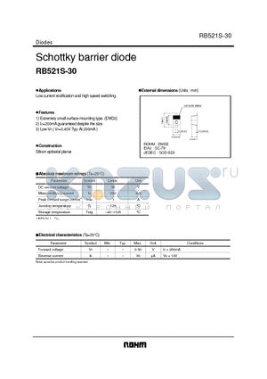 RB521S-30 datasheet - Schottky barrier diode