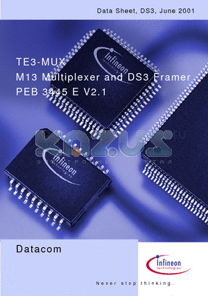 PEB3445E datasheet - TE3-MUX M13 Multiplexer and DS3 Framer