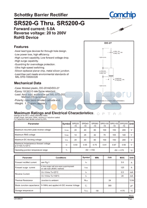 SR520-G datasheet - Schottky Barrier Rectifier