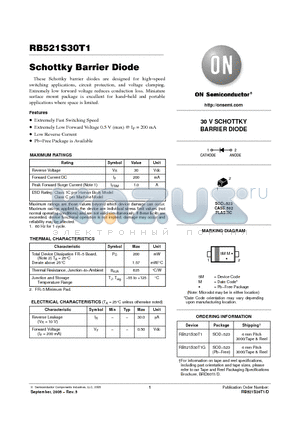 RB521S30T1 datasheet - Schottky Barrier Diode