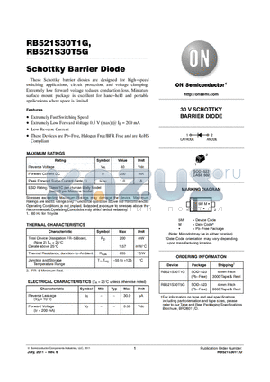 RB521S30T5G datasheet - Schottky Barrier Diode
