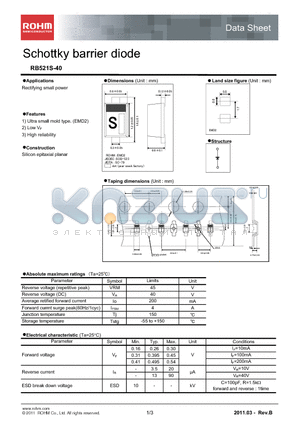 RB521S-40_11 datasheet - Schottky barrier diode