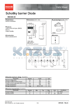 RB530S-30 datasheet - Schottky barrier Diode