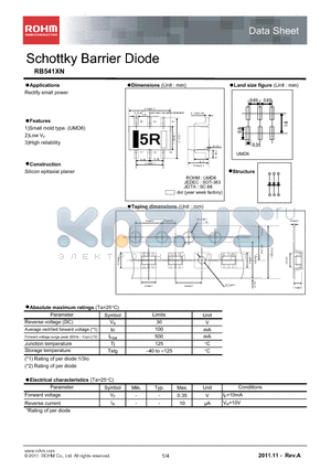 RB541XN datasheet - Schottky Barrier Diode