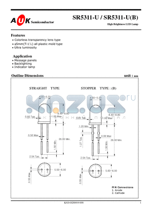 SR5311-UB datasheet - High Brightness LED Lamp