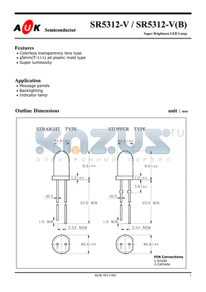 SR5312-V datasheet - Super Brightness LED Lamp