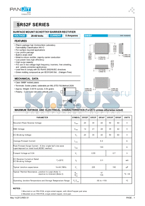 SR53F datasheet - SURFACE MOUNT SCHOTTKY BARRIER RECTIFIER