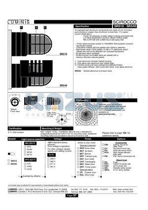 SR540 datasheet - Ceiling surface mounting