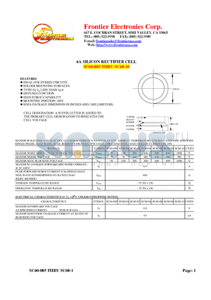 SC60-005 datasheet - 6A SILICON RECTIFIER CELL