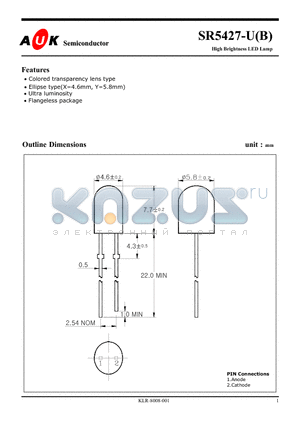 SR5427-UB datasheet - High Brightness LED Lamp