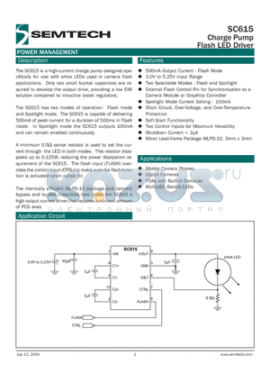 SC615 datasheet - Charge Pump Flash LED Driver