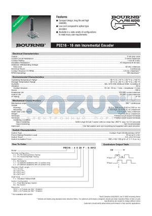 PEC16 datasheet - Incremental Encoder