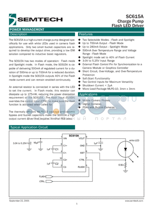 SC615AMLTRT datasheet - Charge Pump Flash LED Driver