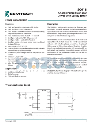 SC618EVB datasheet - Charge Pump Flash LED Driver with Safety Timer