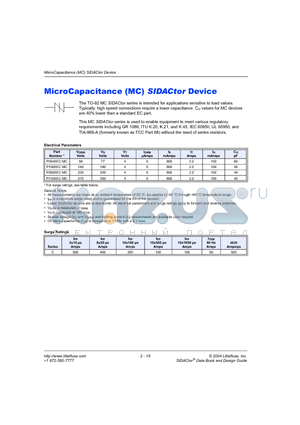 P1500ECMC datasheet - MicroCapacitance (MC) SIDACtor Device