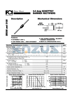 SR590 datasheet - 5.0 Amp SCHOTTKY BARRIER RECTIFIERS Mechanical Dimensions